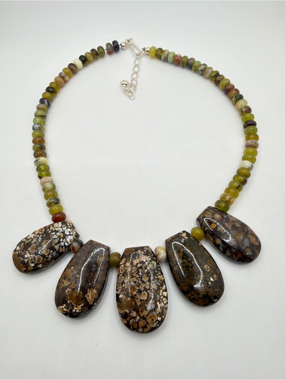 up to 19" DTR Jay King ALL JASPER statement necklace in stamped sterling silver! - Picture 6 of 15